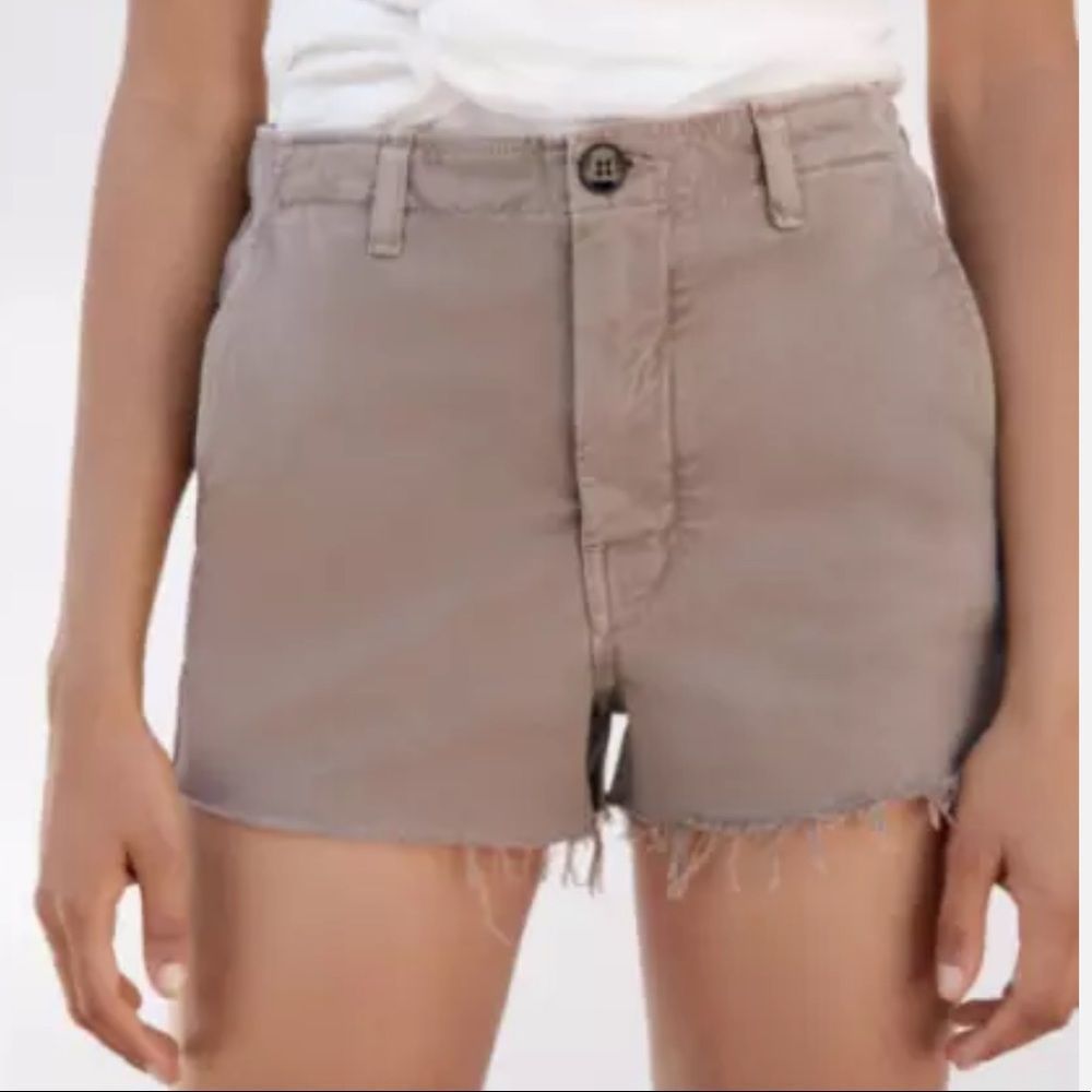 Zara Raw Hem Tan Denim Shorts